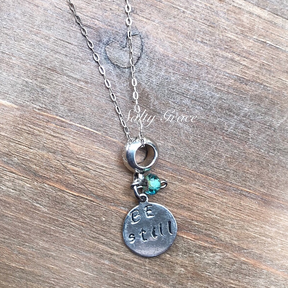 Be Still sterling silver charm necklace